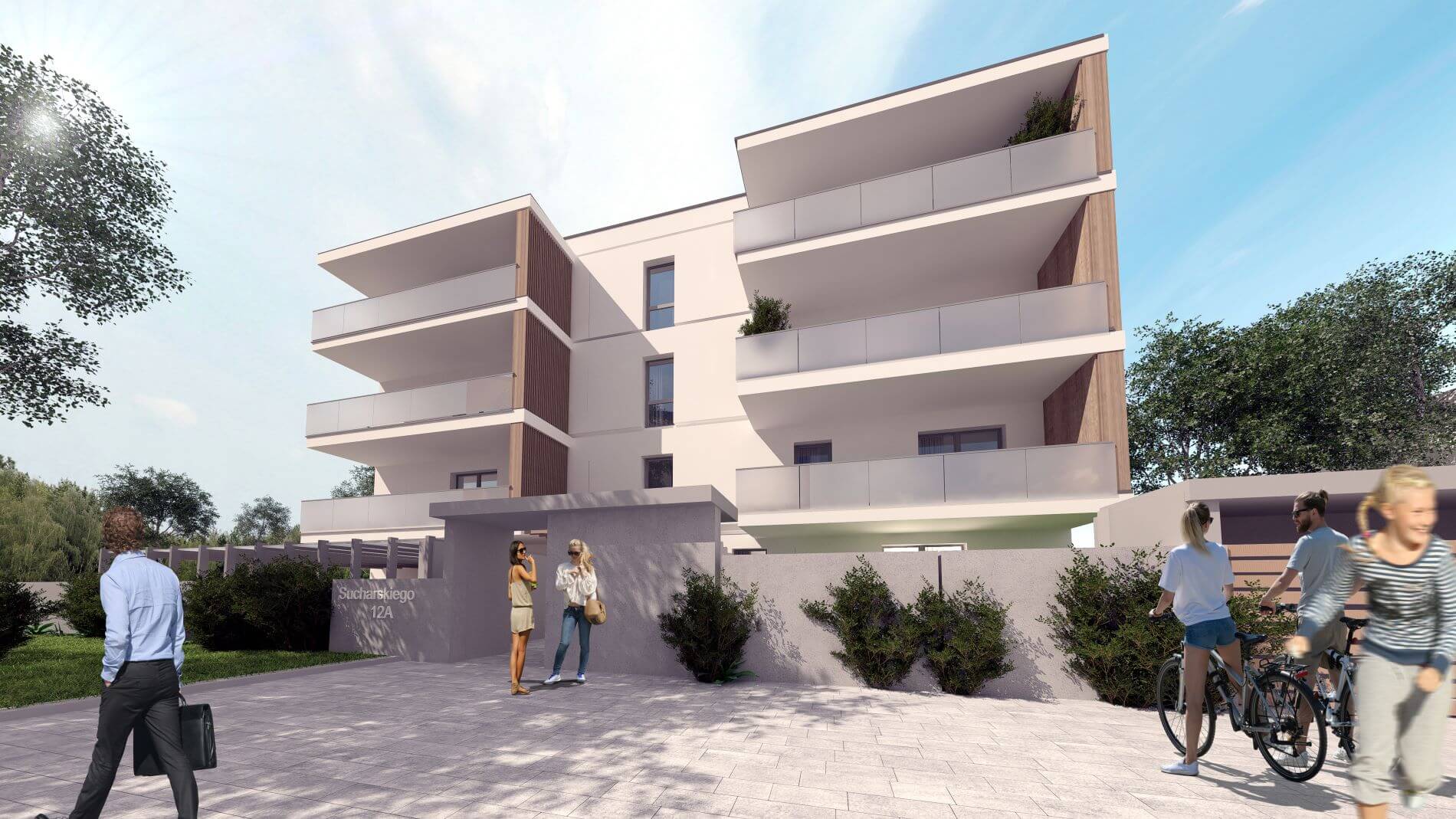 Wizualizacja frontowa Apartamentów Sucharskiego