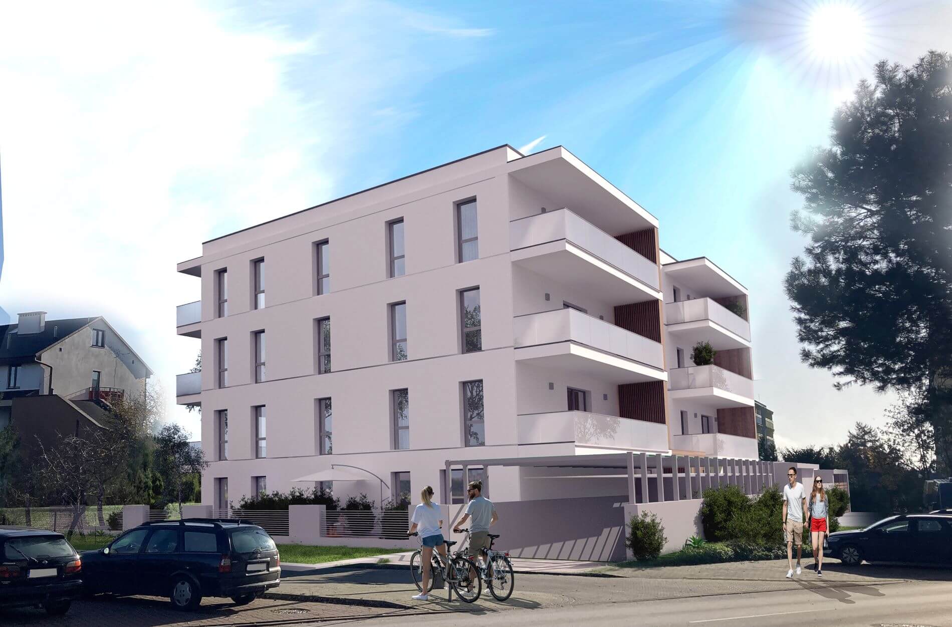 Wizualizacja elewacji bocznej Apartamentów Sucharskiego